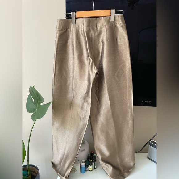 Armani golden 100% silk pants - Picture 2 of 5